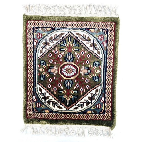Miniature Hand-knotted Wool Afghani/Pakistani Carpet Sample Dollhouse 10"x12"rug - Picture 7 of 8